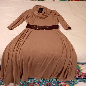 Signature Brown Dress with scarf and belt